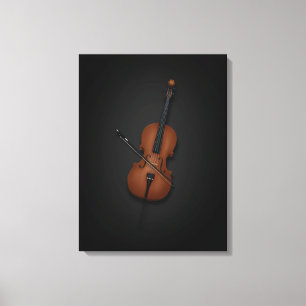 Lienzo Cello & Bow lado a lado en negro 18x24