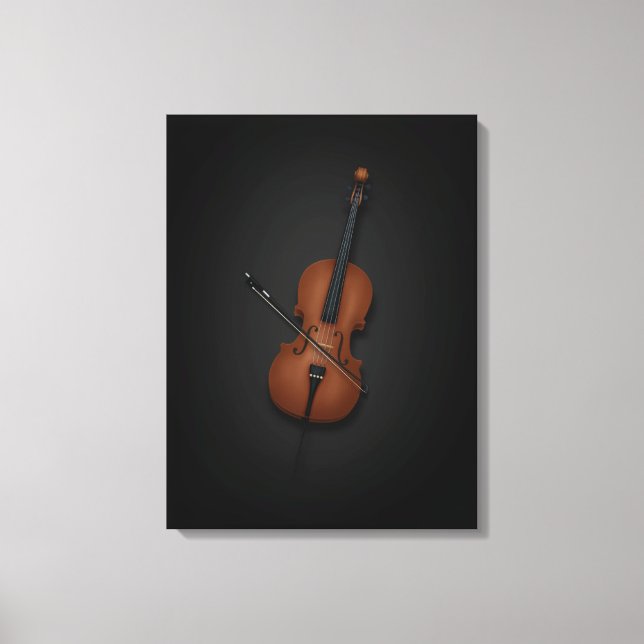 Lienzo Cello & Bow lado a lado en negro 18x24 (Anverso)
