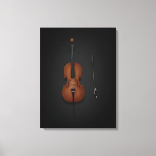 Lienzo Cello & Bow lado a lado en negro 18x24