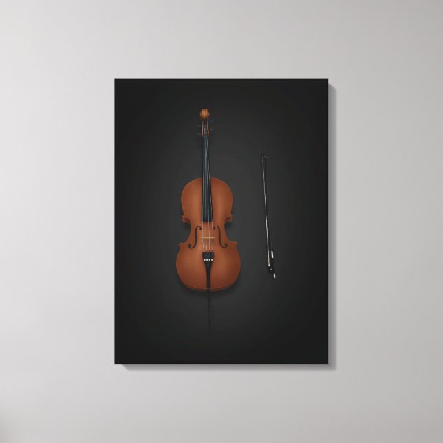 Lienzo Cello & Bow lado a lado en negro 18x24 (Anverso)