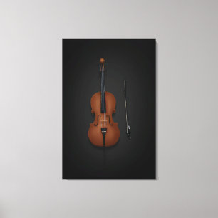 Lienzo Cello & Bow lado a lado en negro 24x36