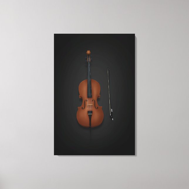 Lienzo Cello & Bow lado a lado en negro 24x36 (Anverso)