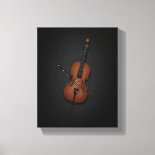 Lienzo Cello & Bow lado a lado en negro 8x10