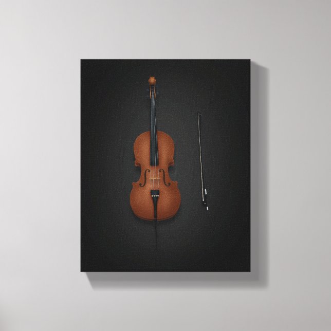 Lienzo Cello & Bow Side by Side On 8x10 Black Canvas (Anverso)
