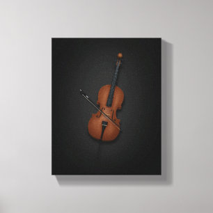 Lienzo Cello con Bow a través de cadenas en negro 8x10
