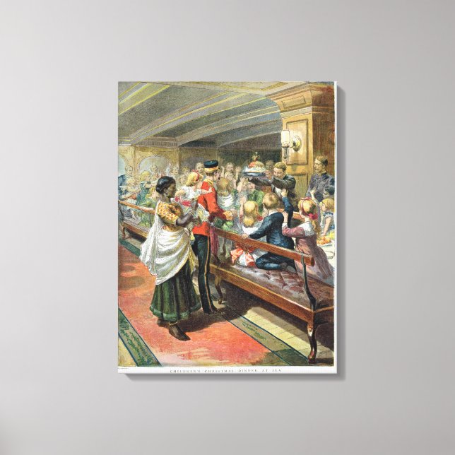 Lienzo Cena de Navidades infantiles en el mar (Anverso)