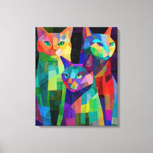 Lienzo Centinelas de Gatos Cubistas