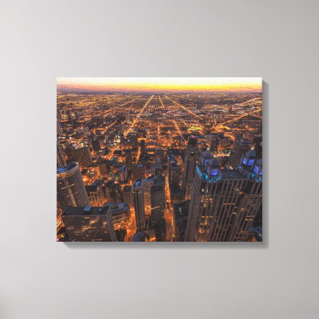 Lienzo Centro de Chicago al atardecer (Anverso)