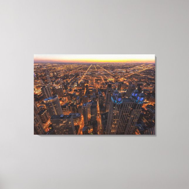 Lienzo Centro de Chicago al atardecer (Anverso)