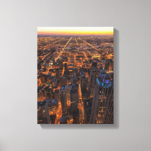 Lienzo Centro de Chicago al atardecer