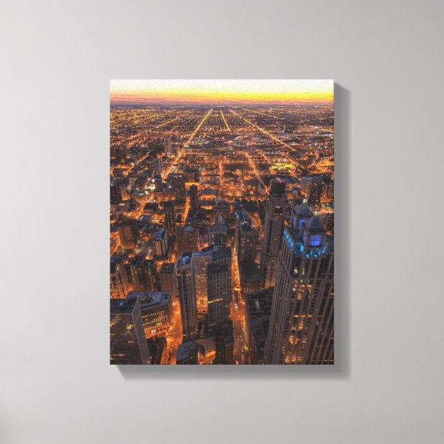 Lienzo Centro de Chicago al atardecer (Anverso)