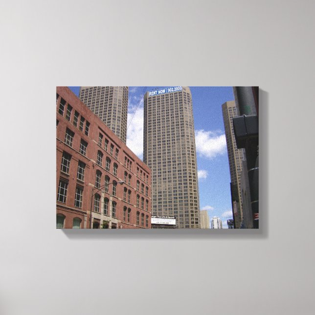 Lienzo Centro de Chicago junto a la bahía (Anverso)