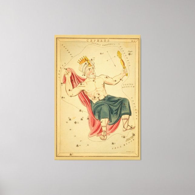 Lienzo Cepheus el Rey - Gráfico estelar astronómico vinta (Anverso)