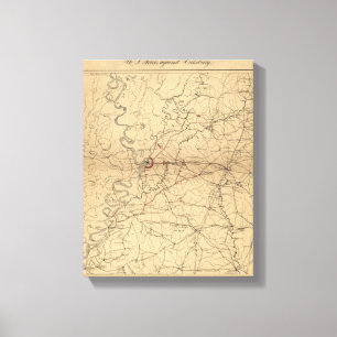 Lienzo Cerco de Vicksburg - mapa panorámico de la guerra