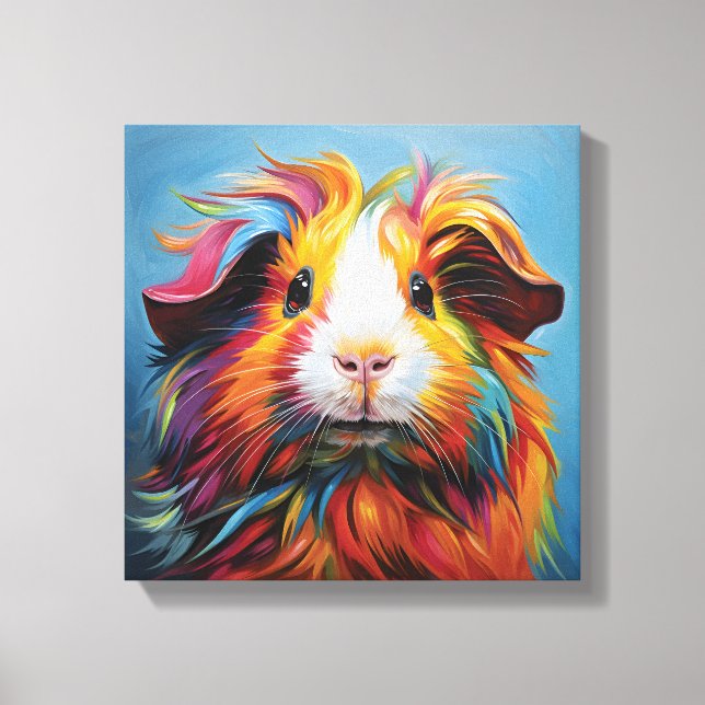 Lienzo Cerdo de Guinea vibrante (Anverso)