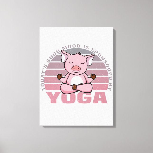 Lienzo Cerdo gracioso que hace yoga. (Anverso)