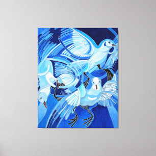 Lienzo Cerdos de Tumbler en azul Ceruleño