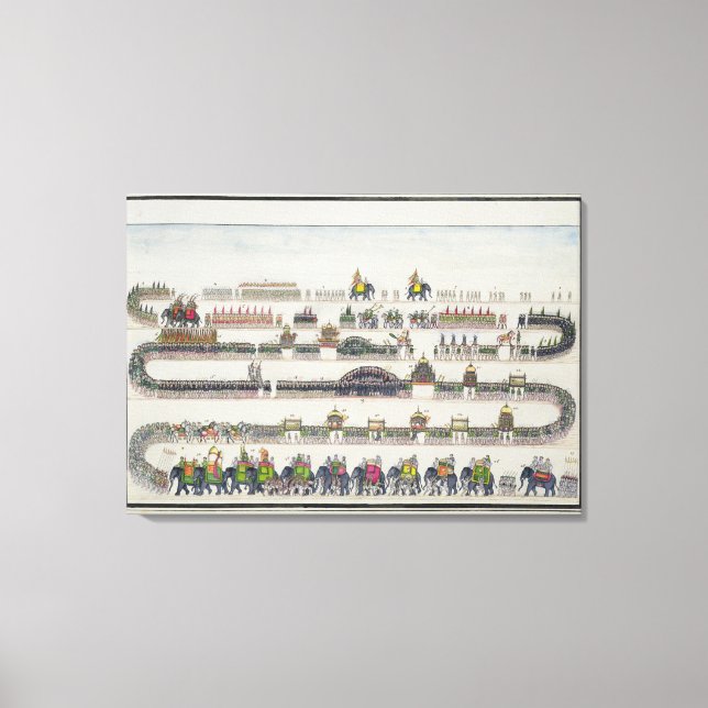 Lienzo Ceremonia Muharram, Faizabad, 1772 de 'The Gentil' (Anverso)