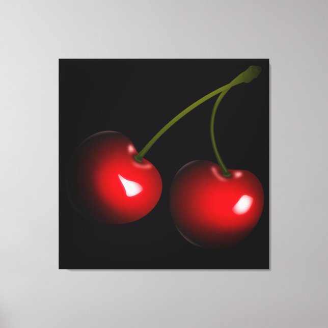 Lienzo Cerezas dulces de color rojo oscuro (Anverso)
