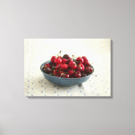 Lienzo Cerezas en un tazón azul