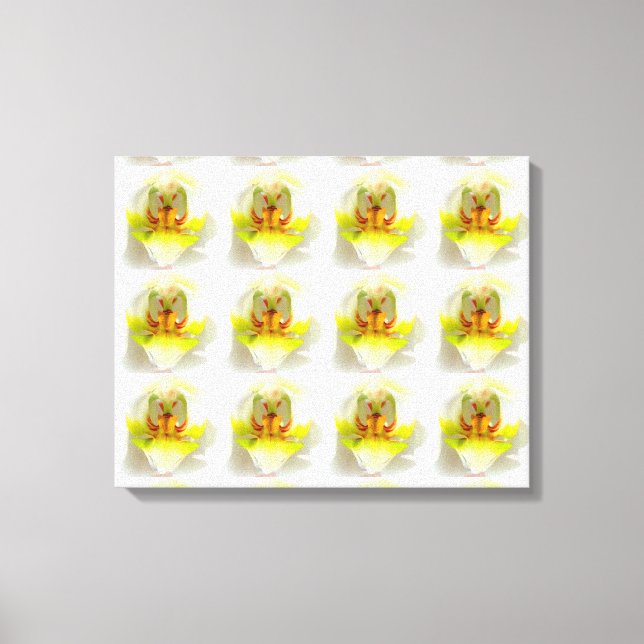Lienzo cerrar 12 orquídeas amarillo-blanco (Anverso)