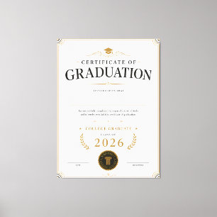 Lienzo Certificado de Graduación Personalizado de Univers