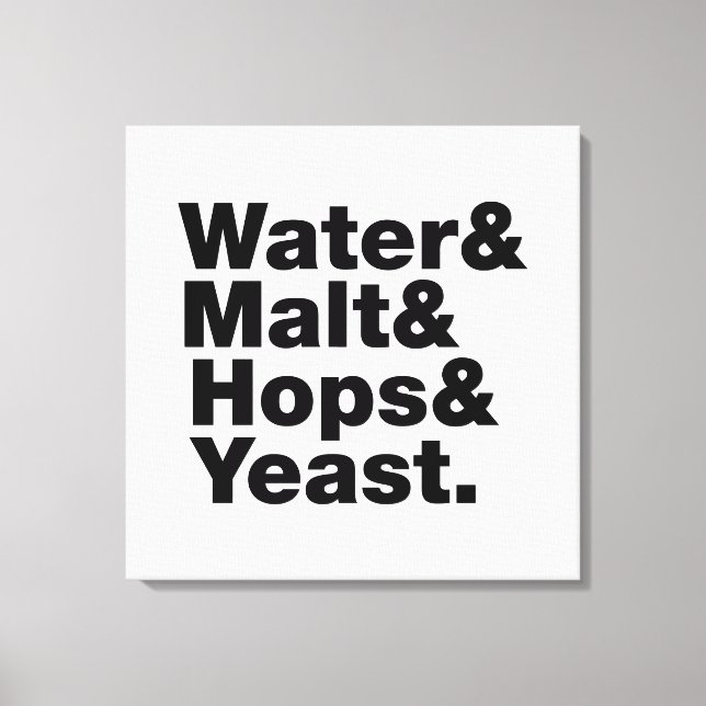 Lienzo Cerveza = Agua y Malta, copas y levadura. (Anverso)