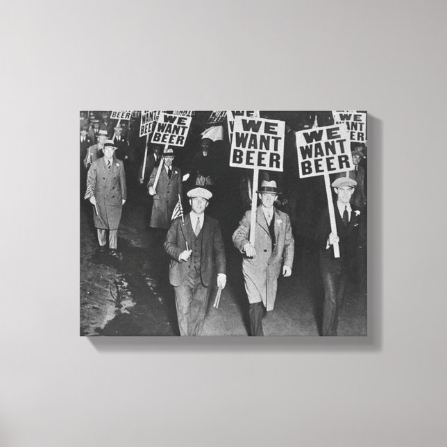 Lienzo Cerveza de prohibición de cosecha, queremos cervez (Anverso)
