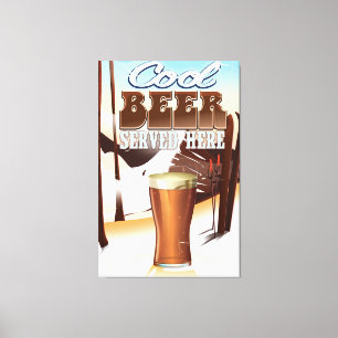 Lienzo Cerveza Fría Servida aquí cartel vintage de Posada