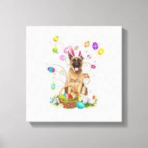 Lienzo Cesta de caza de huevos de Pascua para perro pasto