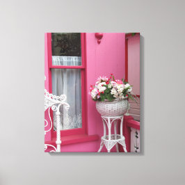 Lienzo Cesta de flores blancas en rosado - Viñedo de Mart