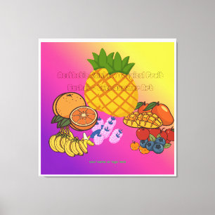 Lienzo Cesta de Frutas Tropicales Arcoíris Estética Veran