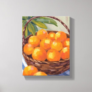 Lienzo Cesta de Naranjas Frutas Cítricos Pintura