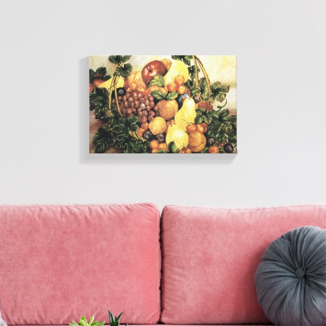 Lienzo Cesta de pintura de acuarela de frutas (Insitu (Sala de estar))