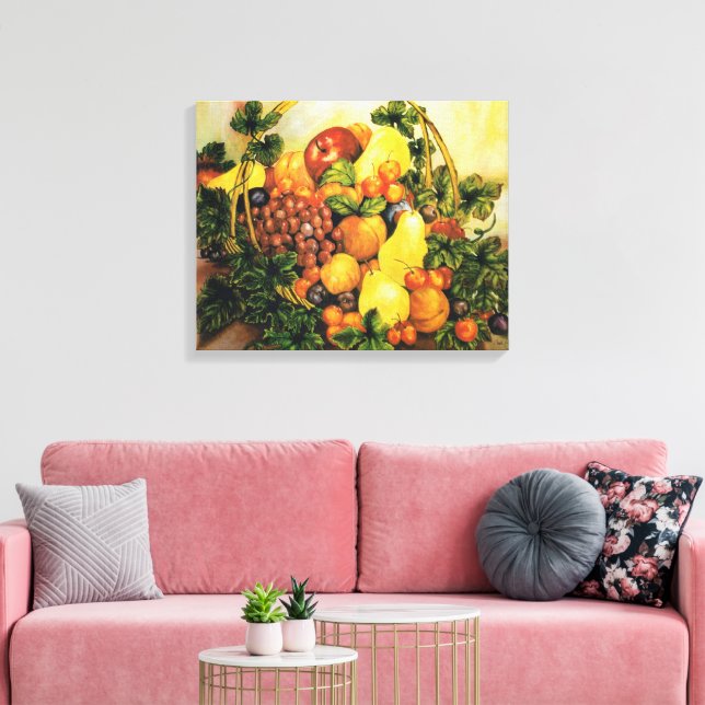 Lienzo Cesta de pintura de acuarela de frutas (Insitu (Sala de estar))