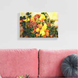 Lienzo Cesta de pintura de acuarela de frutas