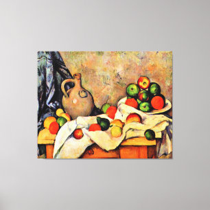 Lienzo Cezanne - Cortina, Jarra y Frutas,