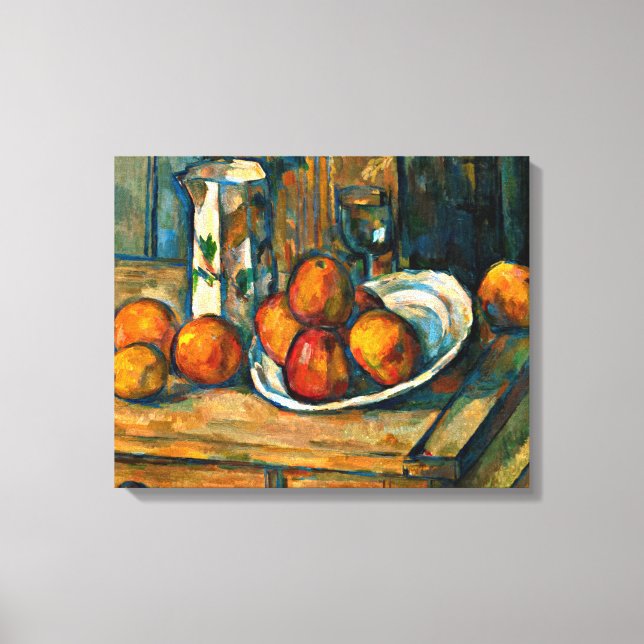 Lienzo Cezanne - Still Life with Milk Jug and Fruit (Anverso)