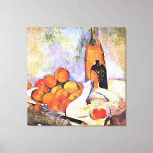 Lienzo Cezanne - Vida fija con botellas y manzanas