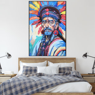 Lienzo chamán, hechicero, protector, amuleto, abuelo,