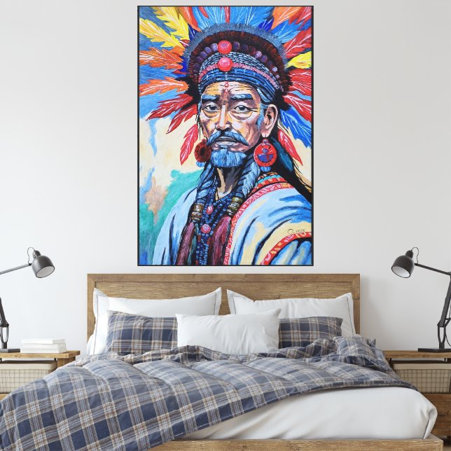Lienzo chamán, hechicero, protector, amuleto, abuelo, (Insitu(Dormitorio))