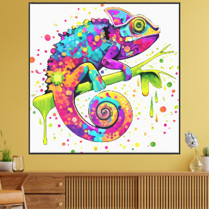 Lienzo Chameleon Paint Stains Watercolor Style