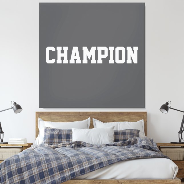 Lienzo CHAMPION Athletic White Text On Bold Modern Gray (Insitu(Dormitorio))