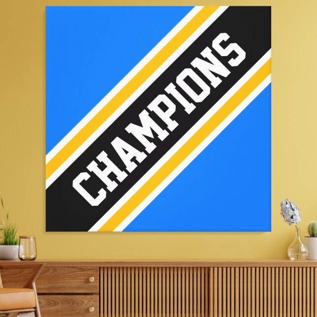 Lienzo CHAMPIONS Atlético Black Bright Blue Stripes Blanc (Insitu (Sala de estar))