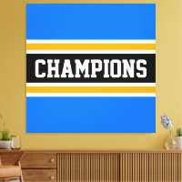 CHAMPIONS Sporty Bright Blue Yellow Stripes