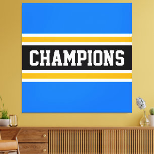 Lienzo CHAMPIONS Sporty Bright Blue Yellow Stripes