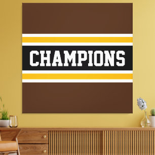 Lienzo CHAMPIONS Sporty Brown Black Yellow Stripes