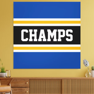 Lienzo CHAMPS Sporty Blue Black Yellow Stripes