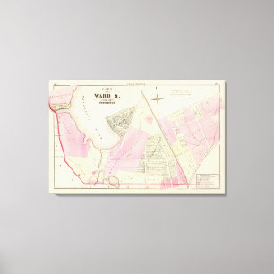 Lienzo Charca de Mashapaug y mapa del atlas de Cranston