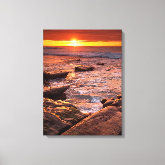 Lienzo Charcas de marea al atardecer, California (Anverso)